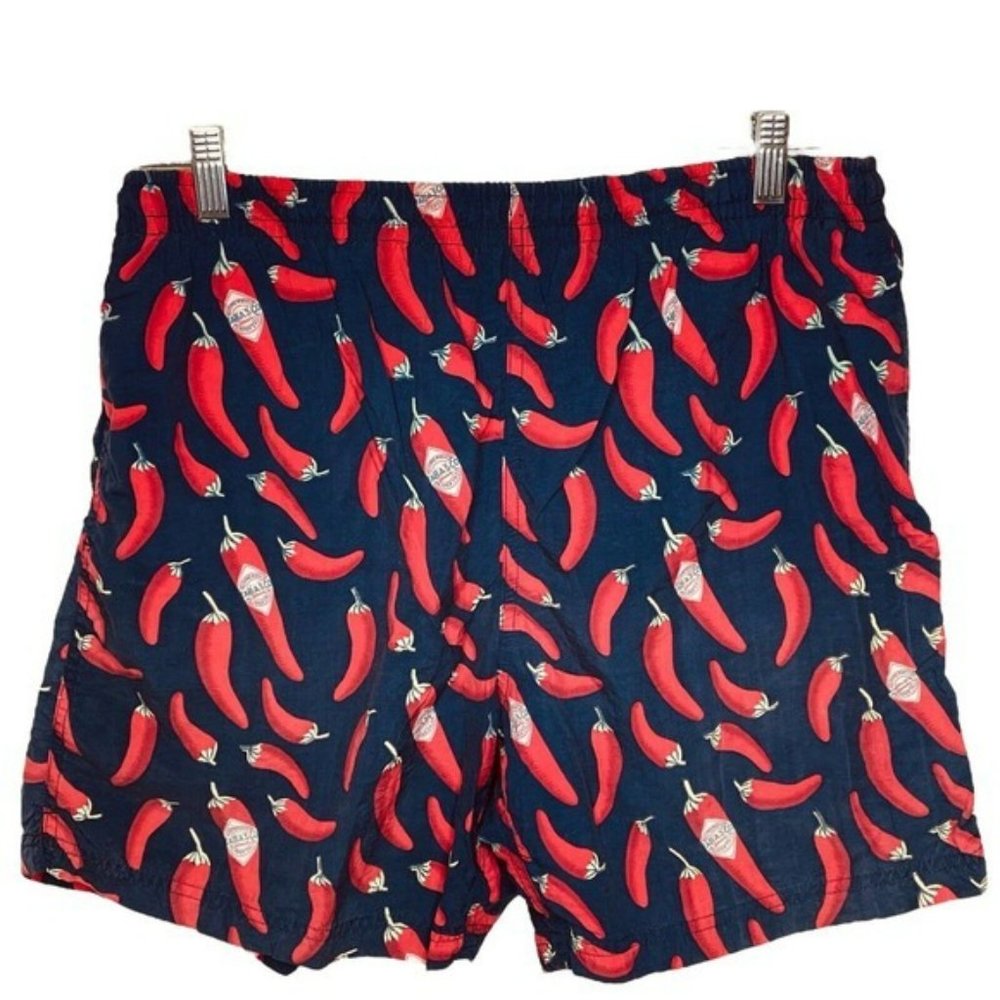 Tabasco Vintage Swim‎ Trunks Mens Size Medium Lined Chilli Peppers Board Shorts